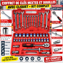 Coffret de clés mixtes et douilles avec cliquet.